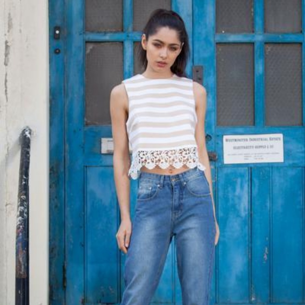 Striped Lace Top